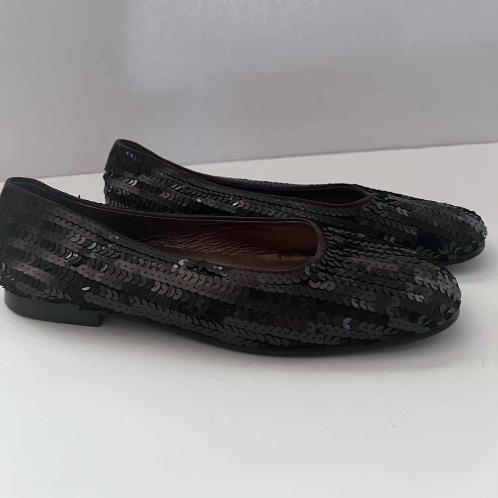 Sequin Black Flats